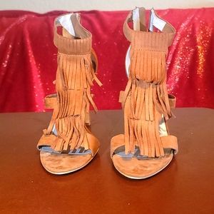 A.N.A Suede Fringe Heels Tan